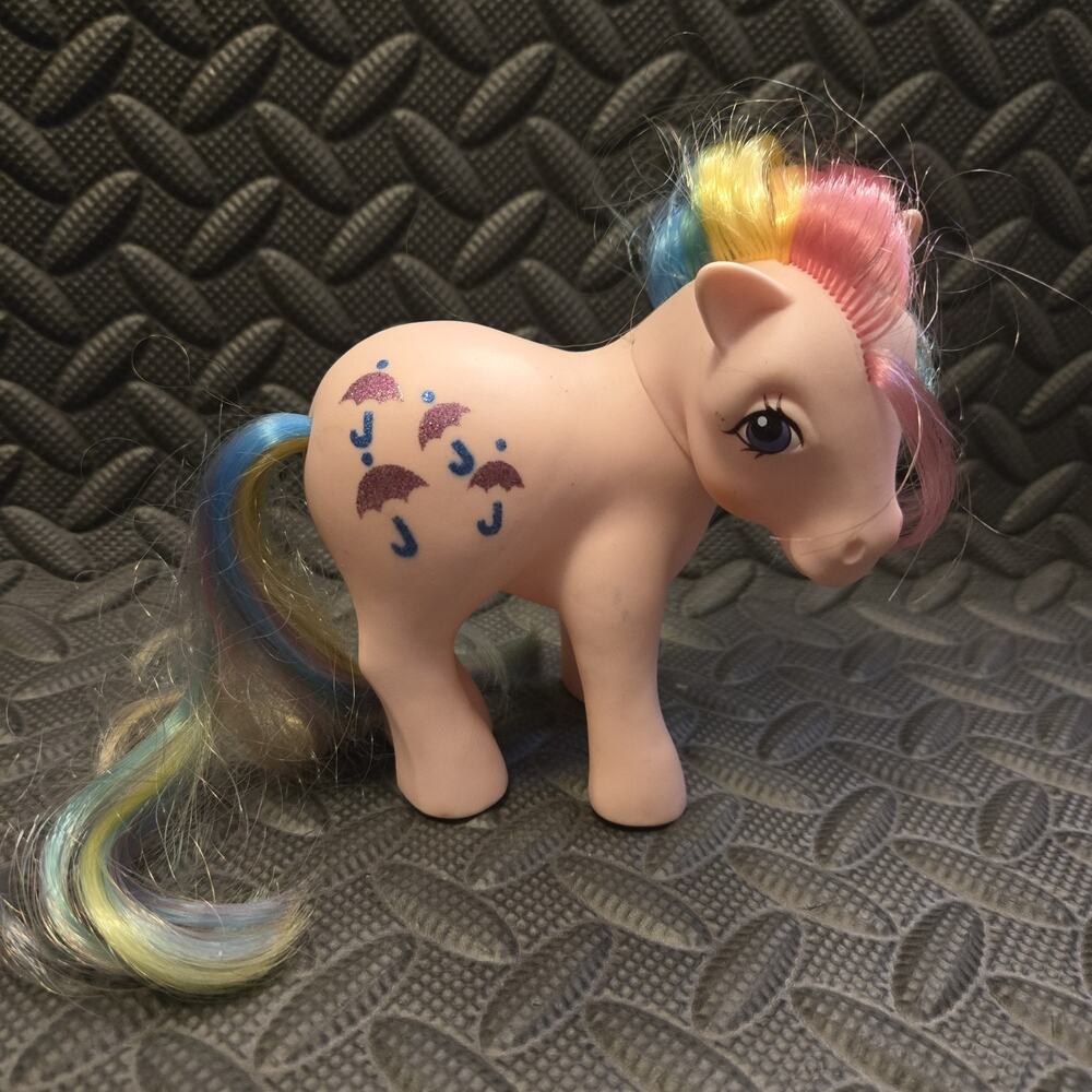 Vintage My Little Pony G1 Parasol Pink Pony Rainbow Hair Hasbro 1980s